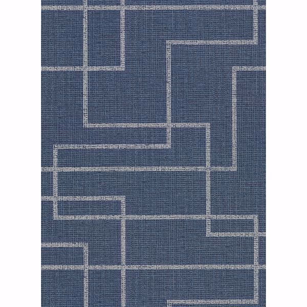Picture of Clarendon Indigo Geometric Faux Grasscloth Wallpaper