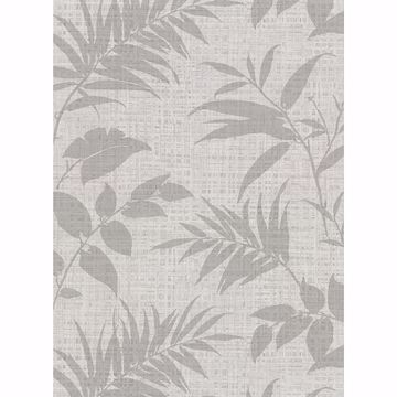 Picture of Chandler Light Grey Botanical Faux Grasscloth Wallpaper