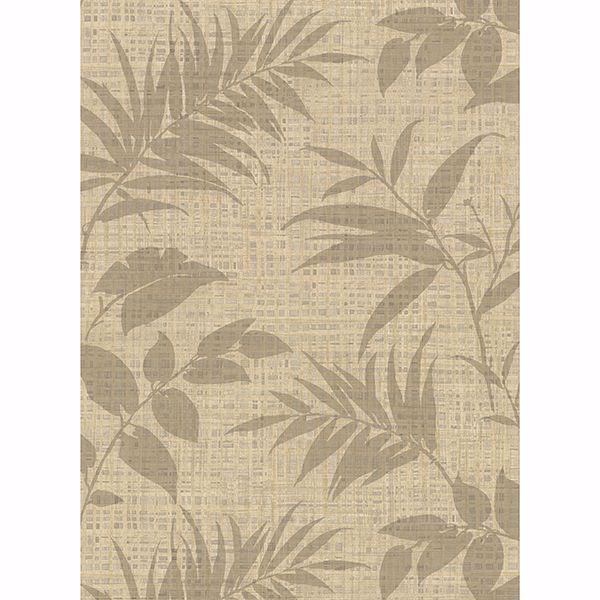 Picture of Chandler Khaki Botanical Faux Grasscloth Wallpaper