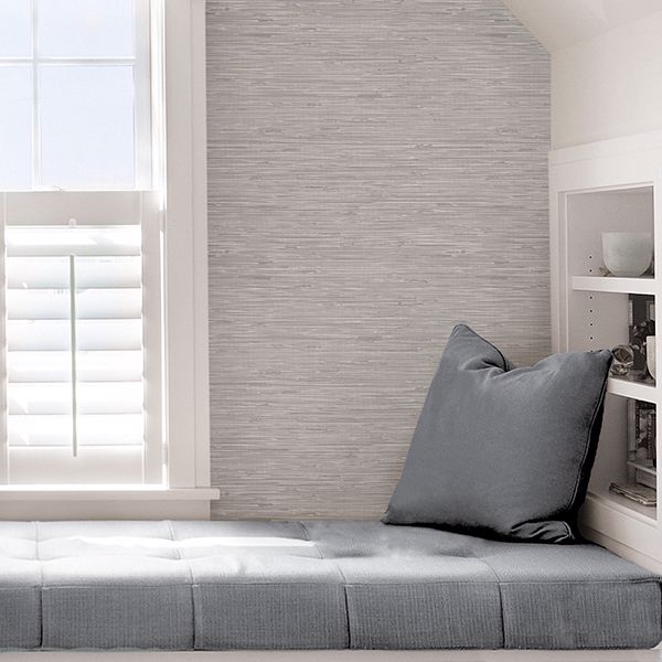 NUS3340 - Tibetan Grasscloth Silver Peel and Stick Wallpaper - by