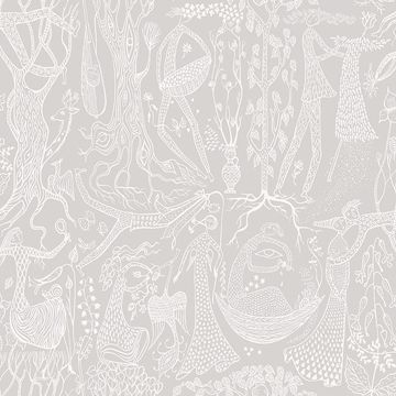 Picture of Poem DAmour Grey Folk Wallpaper