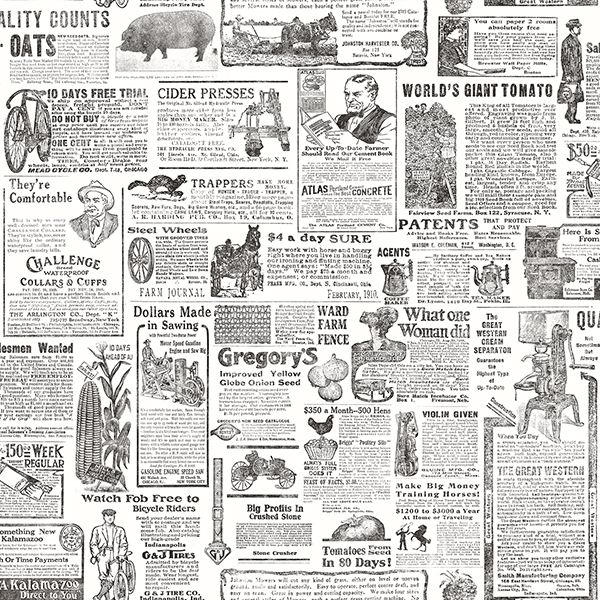 Picture of Underwood Black Newspaper Wallpaper