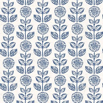 Picture of Dolly Navy Folk Floral Wallpaper