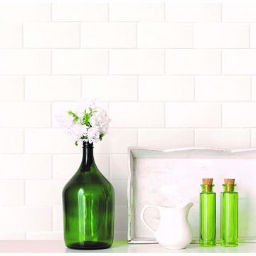Show details for Bettina White Paintable Subway Tile Wallpaper
