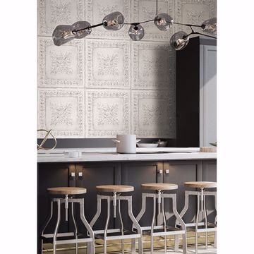 Show details for Hazley White Ornamental Tin Tile Wallpaper