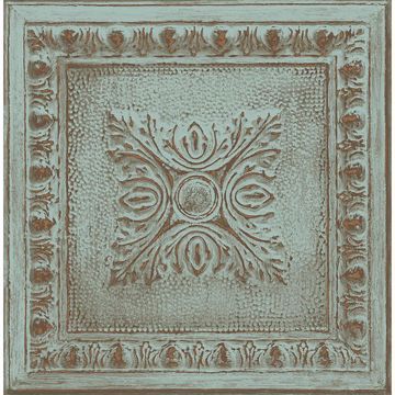 Picture of Hazley Turquoise Ornamental Tin Tile Wallpaper