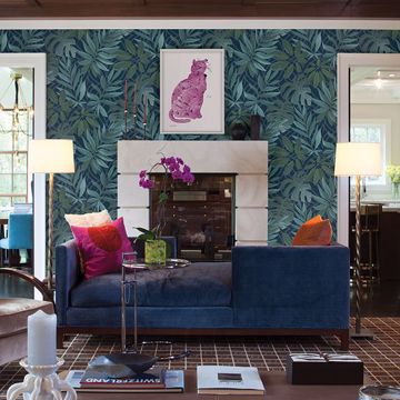 Show details for Nocturnum Dark Blue Leaves Wallpaper