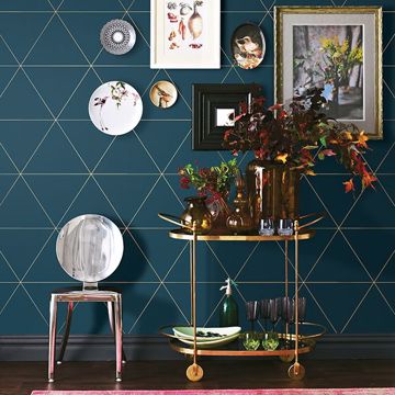 Show details for Twilight Teal Modern Geometric Wallpaper