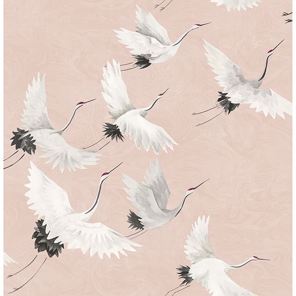 2904-24305 - Windsong Pink Bird Wallpaper - by Brewster