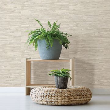 Show details for Fiber Cream Faux Grasscloth Wallpaper