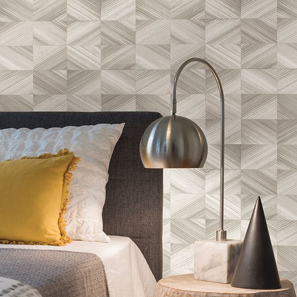 2904-25377 - Stratum Taupe Geometric Faux Wood Wallpaper - by Brewster