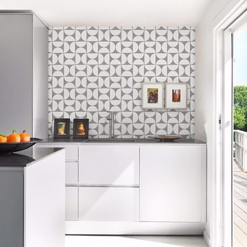 Show details for Deedee Black Geometric Faux Grasscloth Wallpaper
