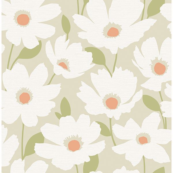 2904-25676 - Astera Neutral Floral Wallpaper - by Brewster