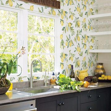 Show details for Limon Yellow Fruit Wallpaper
