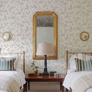 Show details for French Nightingale Taupe Floral Scroll Wallpaper