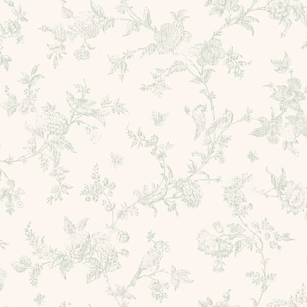 Picture of French Nightingale Sage Floral Scroll Wallpaper