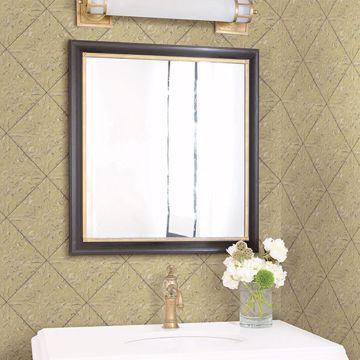 Show details for Brandi Yellow Metallic Faux Tile Wallpaper