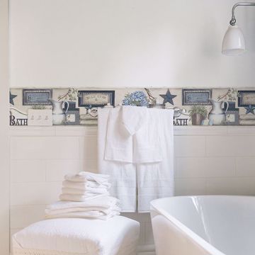 Show details for Country Bath Blue Rustic Border