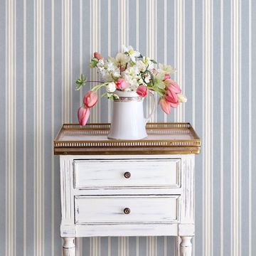 Show details for Cooper Denim Stripe Wallpaper