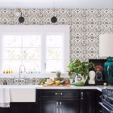 Show details for Sonoma Charcoal Spanish Tile Wallpaper
