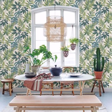 Show details for Nocturnum Green Leaves Wallpaper