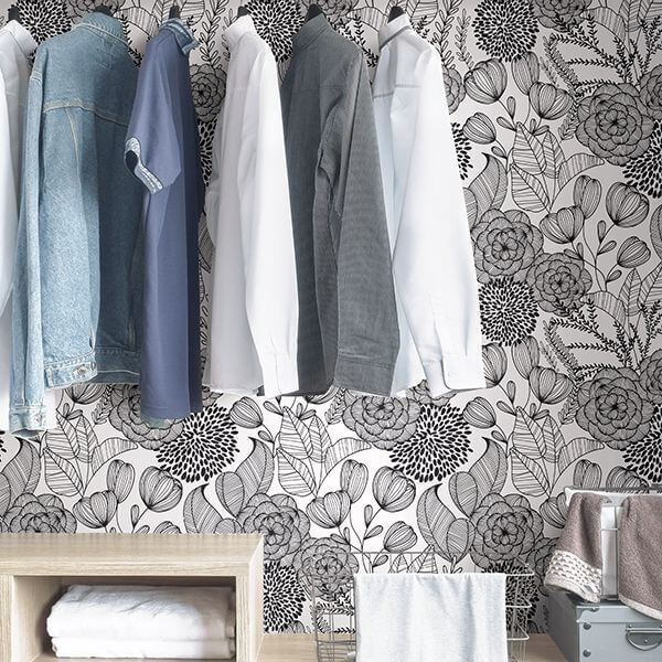 NuWallpaper Black Secret Garden Peel & Stick Wallpaper | Mission