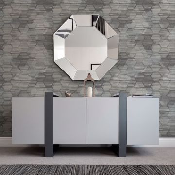 Show details for Jabari Charcoal Geometric Faux Grasscloth Wallpaper