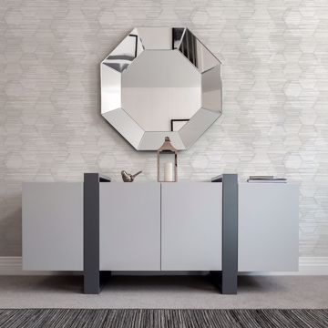 Show details for Jabari Light Grey Geometric Faux Grasscloth Wallpaper