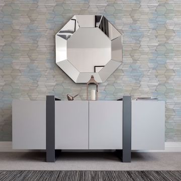 Show details for Jabari Light Blue Geometric Faux Grasscloth Wallpaper