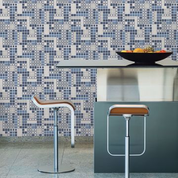 Show details for Bantry Blue Geometric Wallpaper