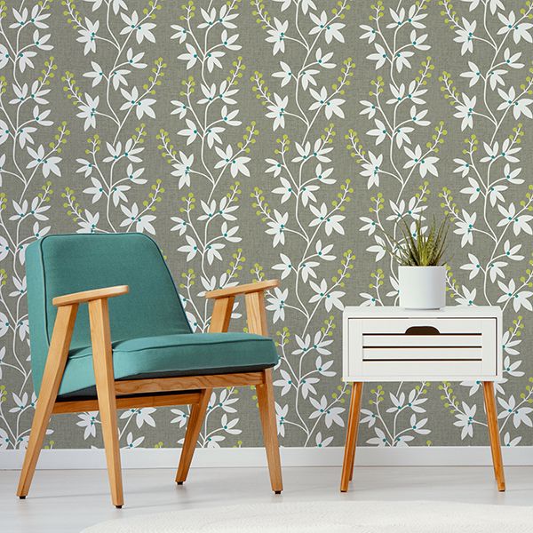 NUS3548 - Taupe & Lime Fairfield Peel and Stick Wallpaper - by NuWallpaper