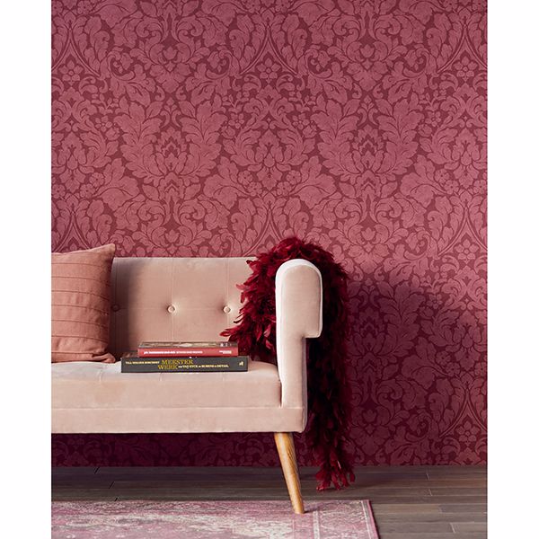 EJ382544 Arvid Maroon Damask Wallpaper by Eijffinger
