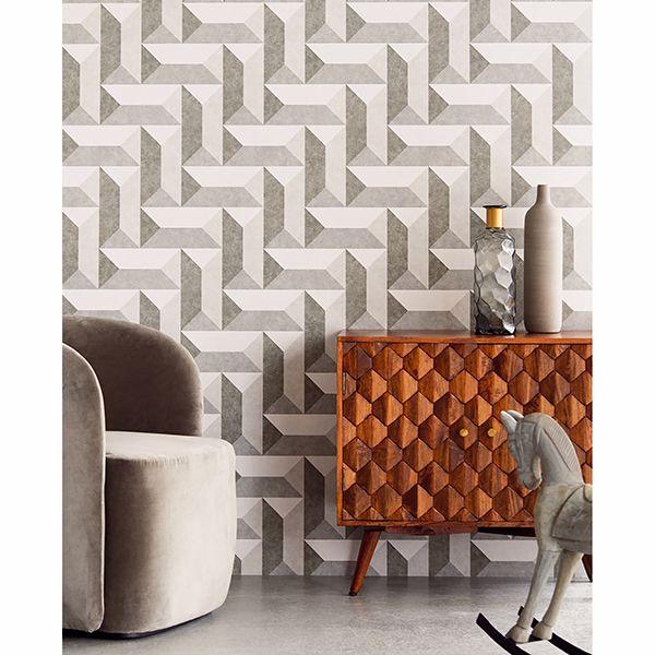 EJ382573 - Sigge Dark Grey Geometric Wallpaper - by Eijffinger