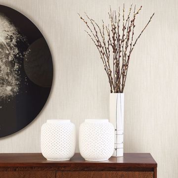 Show details for Chenille Off-White Faux Linen Wallpaper