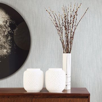 Show details for Chenille Light Blue Faux Linen Wallpaper