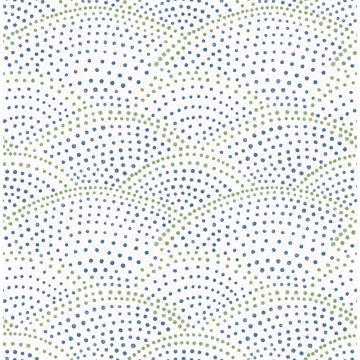 Picture of Bennett Blue Dotted Scallop Wallpaper