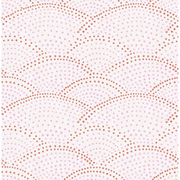 Picture of Bennett Pink Dotted Scallop Wallpaper