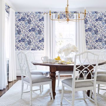 Show details for Gwyneth Indigo Floral Wallpaper