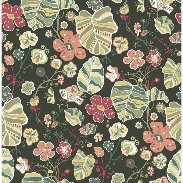Picture of Gwyneth Dark Green Floral Wallpaper