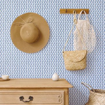 Show details for Landon Blue Abstract Geometric Wallpaper