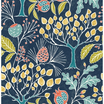 Picture of Shiloh Navy Botanical Wallpaper