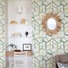Picture of Tate Green Geometric Linen Wallpaper