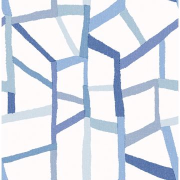Picture of Tate Blue Geometric Linen Wallpaper
