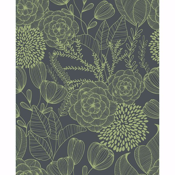 Picture of Alannah Green Botanical Wallpaper