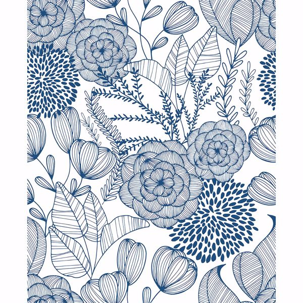 Picture of Alannah Navy Botanical Wallpaper