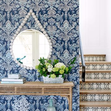 Show details for Vera Blue Floral Damask Wallpaper