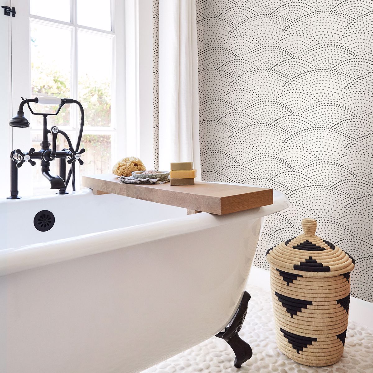 2903-25870 - Bennett Charcoal Dotted Scallop Wallpaper - by A-Street Prints