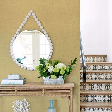 Show details for Jocelyn Yellow Faux Linen Wallpaper