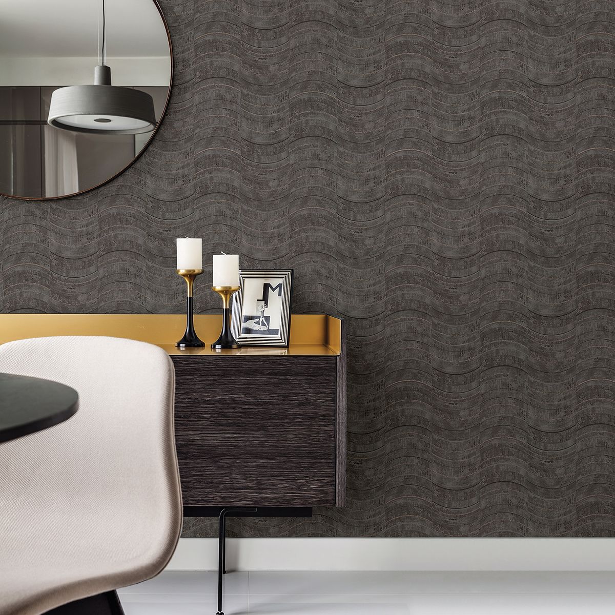 2927-10803 - Hydra Dark Grey Geometric Wallpaper - by Brewster