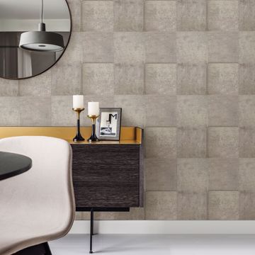 Show details for Vela Taupe Distressed Geometric Wallpaper